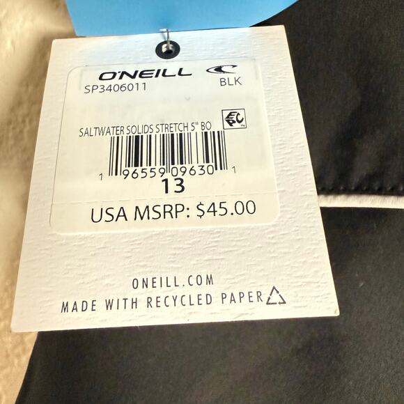 O’Neill Saltwater Black Stretch 5” Beach Surf Boardshorts Women’s 13 - Picture 9 of 10